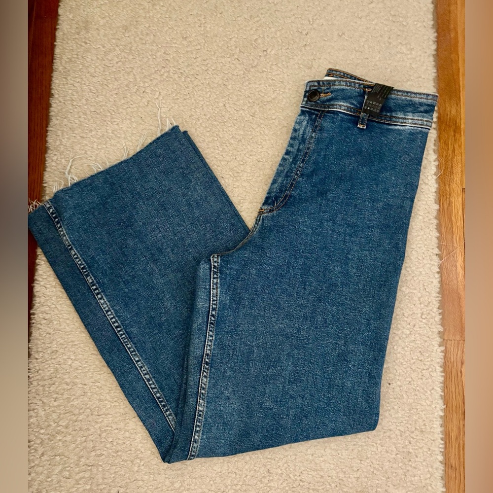 Zara Wide-Leg  high waist Blue Denim Jeans - Picture 3 of 11
